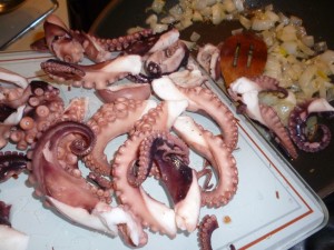 chopped octopus
